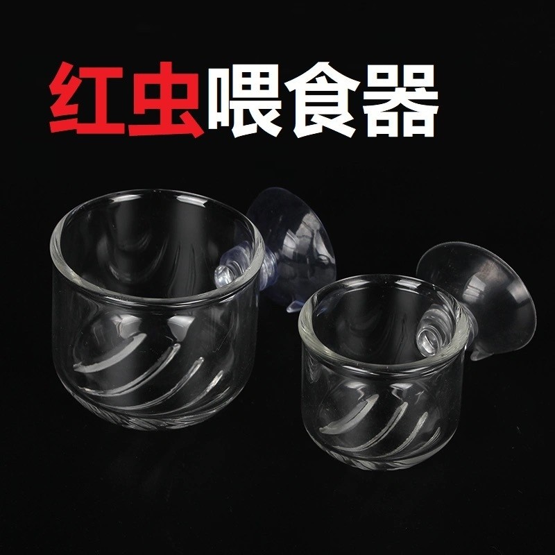 Alimentador de taza de gusano rojo, embudo de pez, anillo de alimentación de nematodos, alimento de gusano de sangre, alimentador de pecera de plástico de vidrio