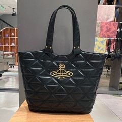西太后土星超大容量菱格绣线托特包男女通勤菜篮子手提单肩大包潮