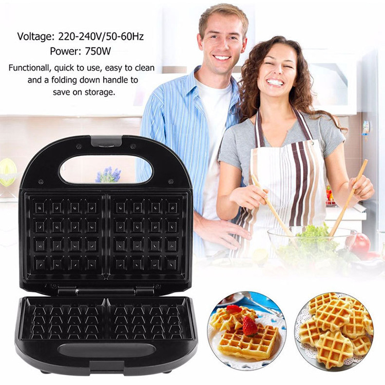 跨境歐式不鏽鋼家用三明治機烤面包吐司早餐華夫餅機早餐輕食機