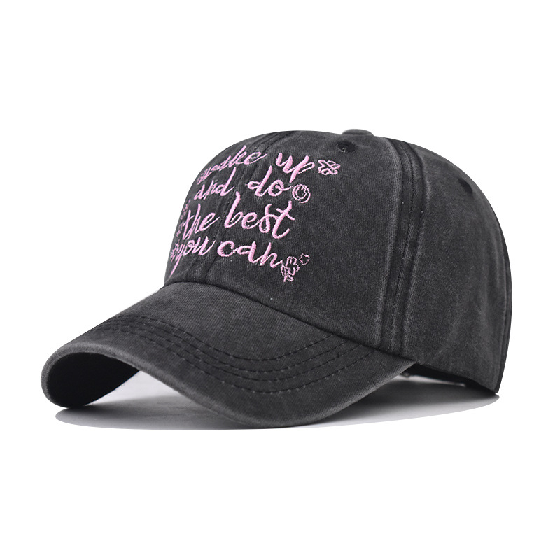 Lavado transfronterizo para hacer viejas letras pequeñas inglesas bordadas sombrero de béisbol masculino y masculino de cuatro estaciones sombrero de vaquero clásico simple lengua de pato