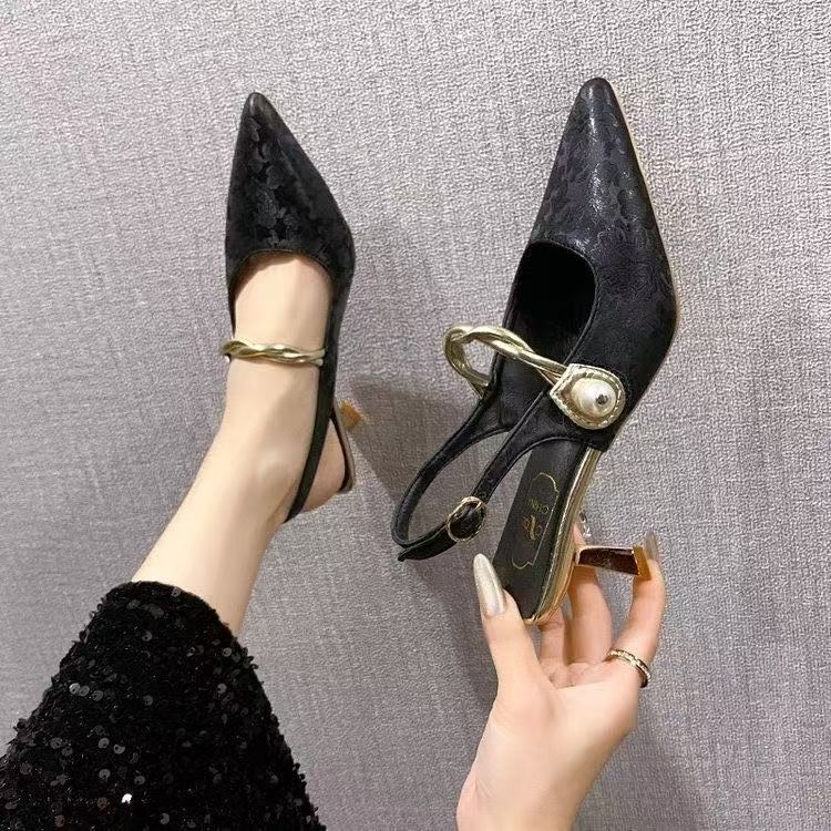 New Chinese-Style National Fashion Shoes for Ladies, Retro 2025 Summer New Model, Single Shoes to Match Cheongsam, Mint Green High-Heeled Sandals, Elegant