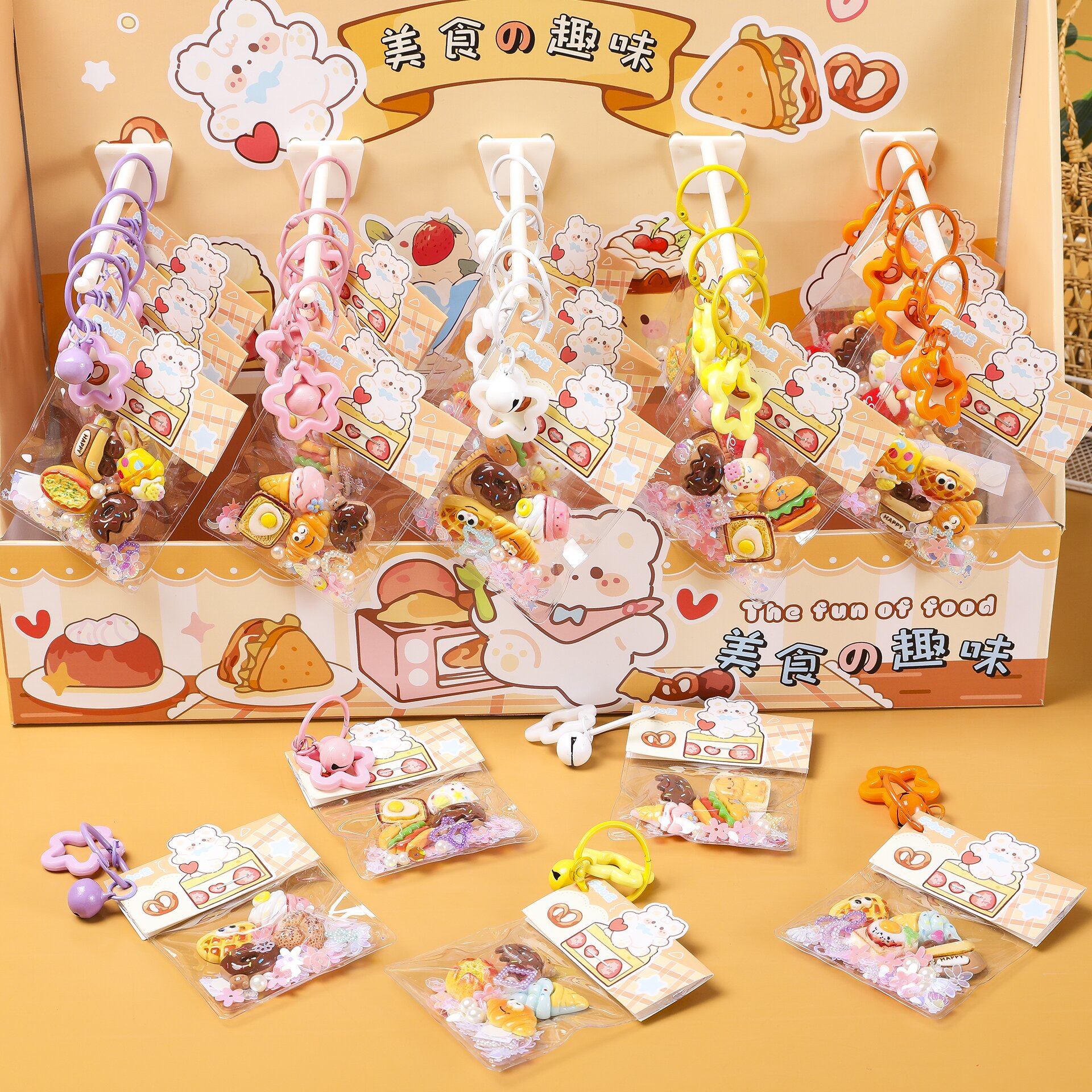 B Food Play Gourmet Colgante de la bolsa para caminar del bebé Colgante de la mochila escolar Colgante de simulación de comida y juego Juguete de resina en miniatura para estudiantes