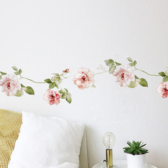 外貿浪漫清新小花葉子臥室客廳玄關家居裝飾牆貼貼紙自粘批發跨境