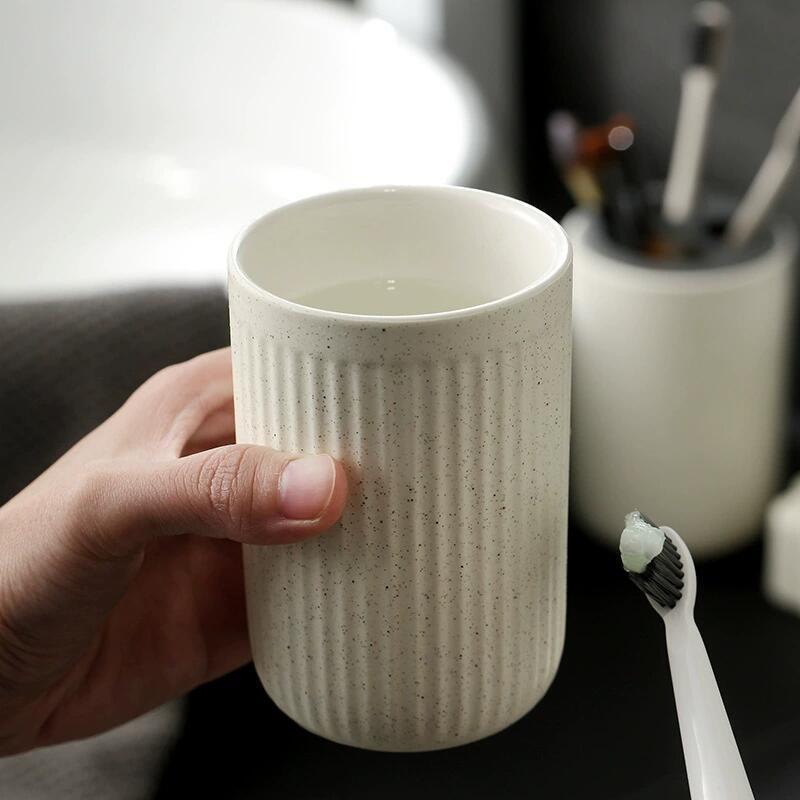 陶瓷洗漱牙杯漱口牙刷杯刷牙缸家用 ins風酒店旅館民宿300ML