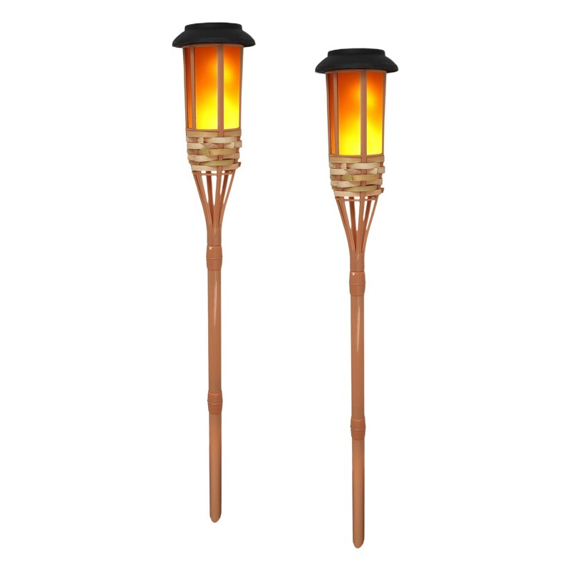 Lámpara de llama solar de bambú lámpara de simulación de bambú lámpara de césped llama solar fuente de la fábrica