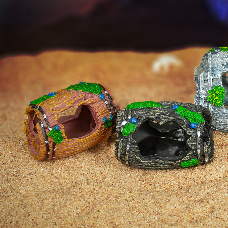 Decoración de piedra de musgo de adoquines real decoración acuario decoración paisaje vino cubo de madera resina escape casa en caja