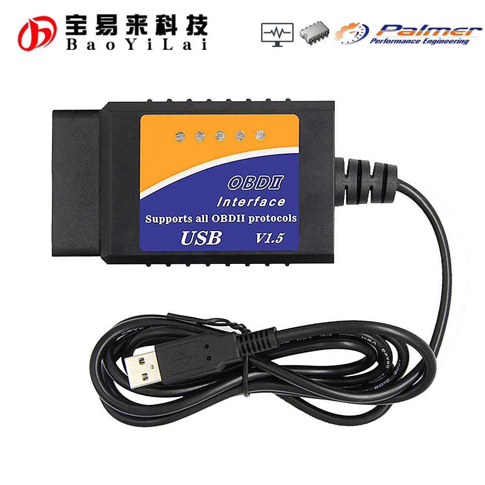 USB OBD 327 с чипом CH340T V1.5 высококачественный детектор диагностики неисправностей автомобиля ELM