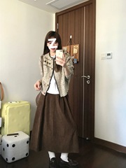 2025费尔岛灰色圆领针织开衫女秋冬季外穿宽松慵懒软糯感毛衣外套