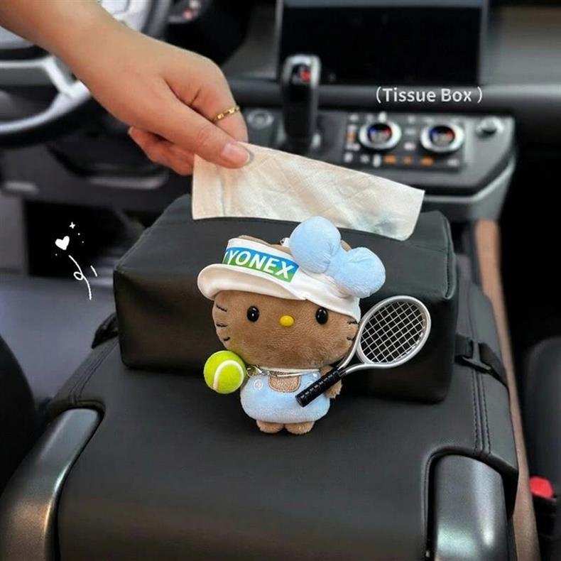 Car Tissue Box for Women, Cute Kt Car Tissue Holder, Hanging Seat Back Bowknot Car Decoration