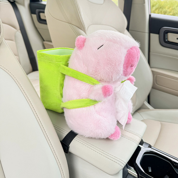 plush car cartoon tissue – Ka Pi Ba La Plush Tissue Box Car tissue box/set - capybara-back-bucket-pink-dual-use