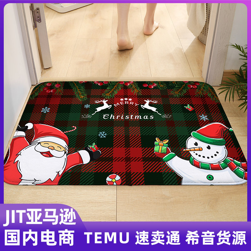 Christmas Door Decoration Mat Cartoon Floor Mat Bathroom Absorbent Carpet Non-Slip Bath Mat Bedroom Cross-Border