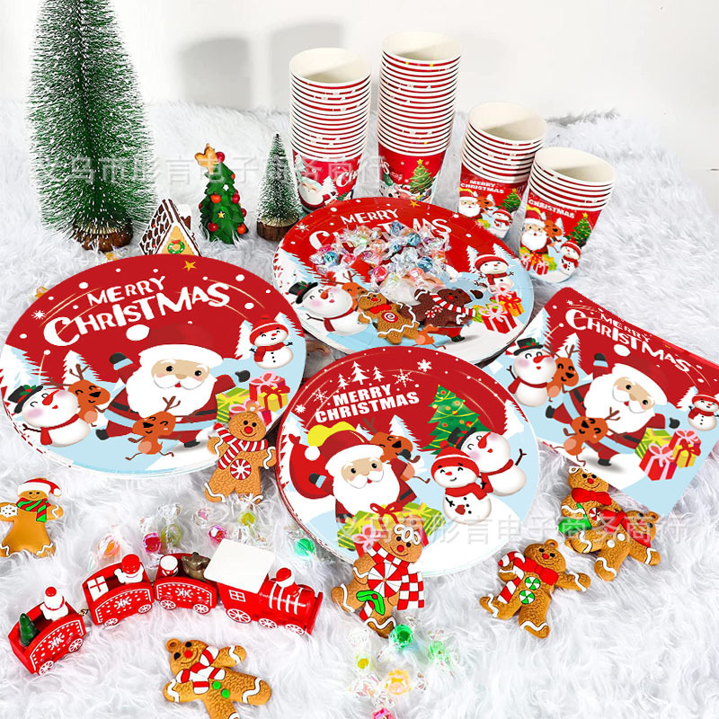 in stock Christmas Decoration Supplies Tableware Paper Tray Paper Cup Paper Towel New Year Party Layout Disposable Plastic Tablecloth in stock Christmas Decoration Supplies Tableware Paper Tray Paper Cup Paper Towel New Year Party Layout Disposable Plastic Tablecloth
