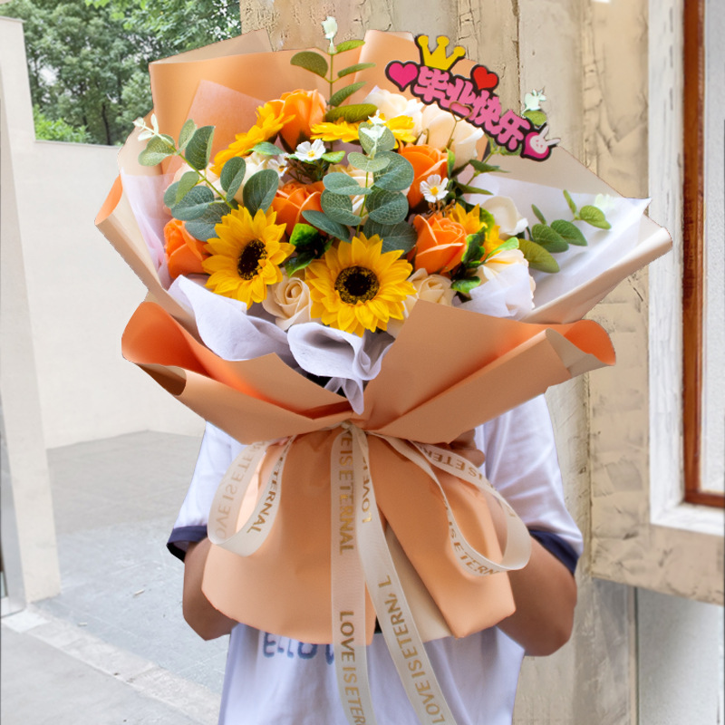 毕业季向日葵香皂花束礼物送同学闺蜜老师生日节日礼品批发仿真花