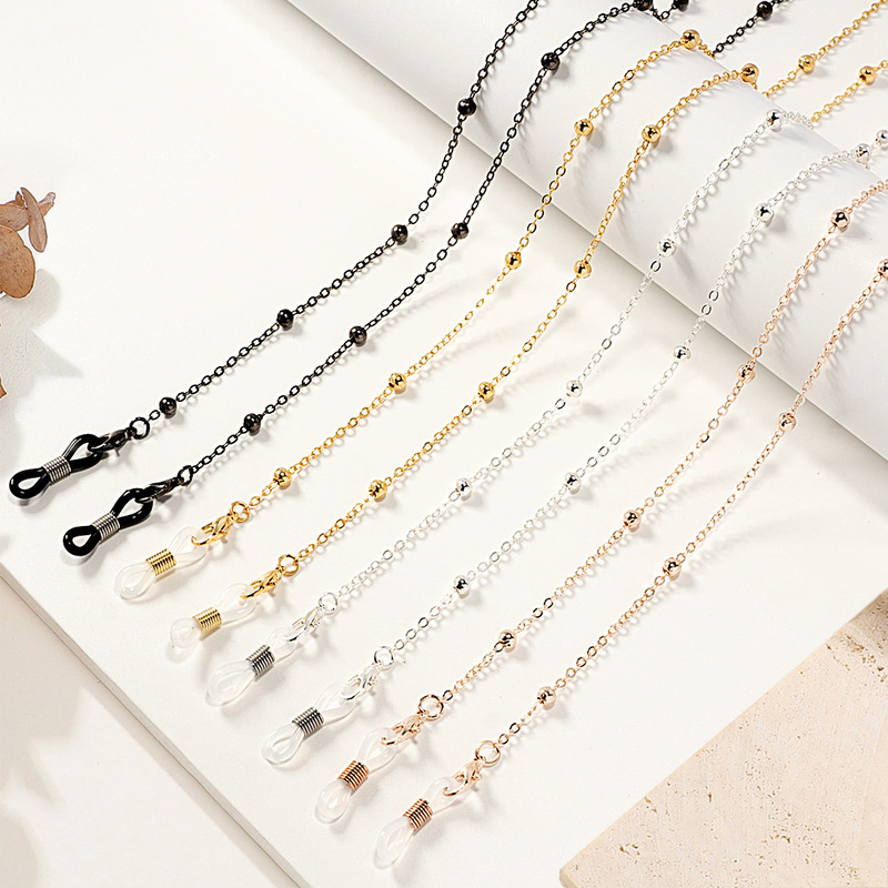 Mask Chain Glasses Chain Hanging Rope Hanging Neck Mask Rope Headset Chain Metal Clip Ball Beads Glasses Chain Thick Plating