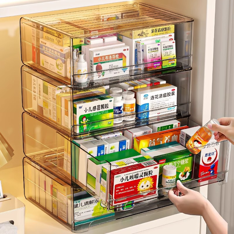 Convenient Transparent Medicine Box Medicine Storage Box Drawer-Type Medicine Storage Cabinet Household Large-Capacity Medicine Box Large Home