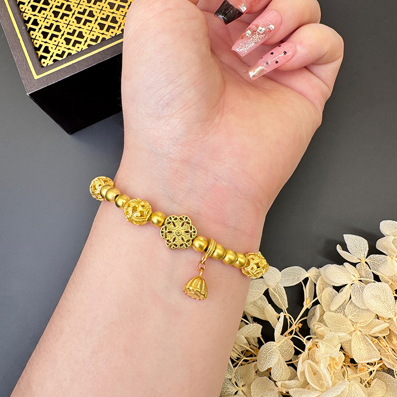 Sha Jin China estilo ling ling ling pulsera de marea nacional de mujer hortenida loto imitación cadena de perlas de oro fabricantes Yiwu al por mayor joyerías al por mayor image 4