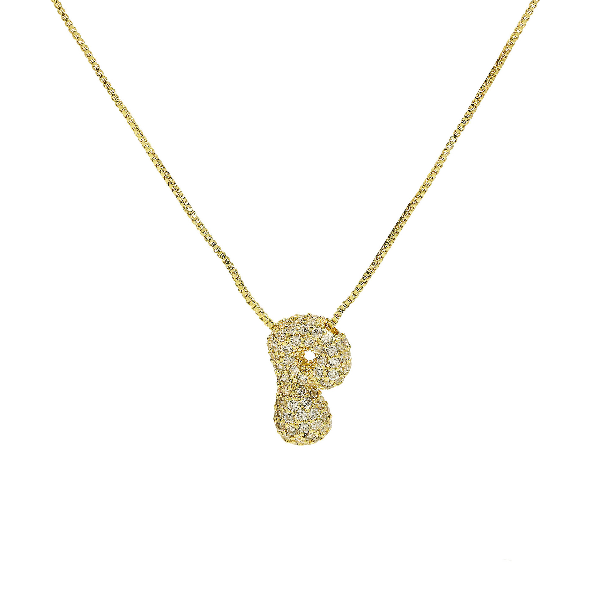 18K Gold Plated Plating Material 1 Piece Copper Zircon 18K Gold Plated Letter Pendant