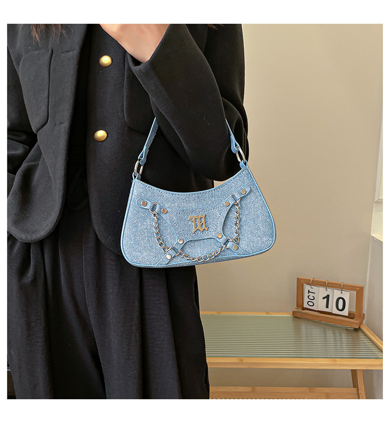 Women's Denim Shoulder Bag With Chain Strap For Trendy Fashionistas_voghion.com