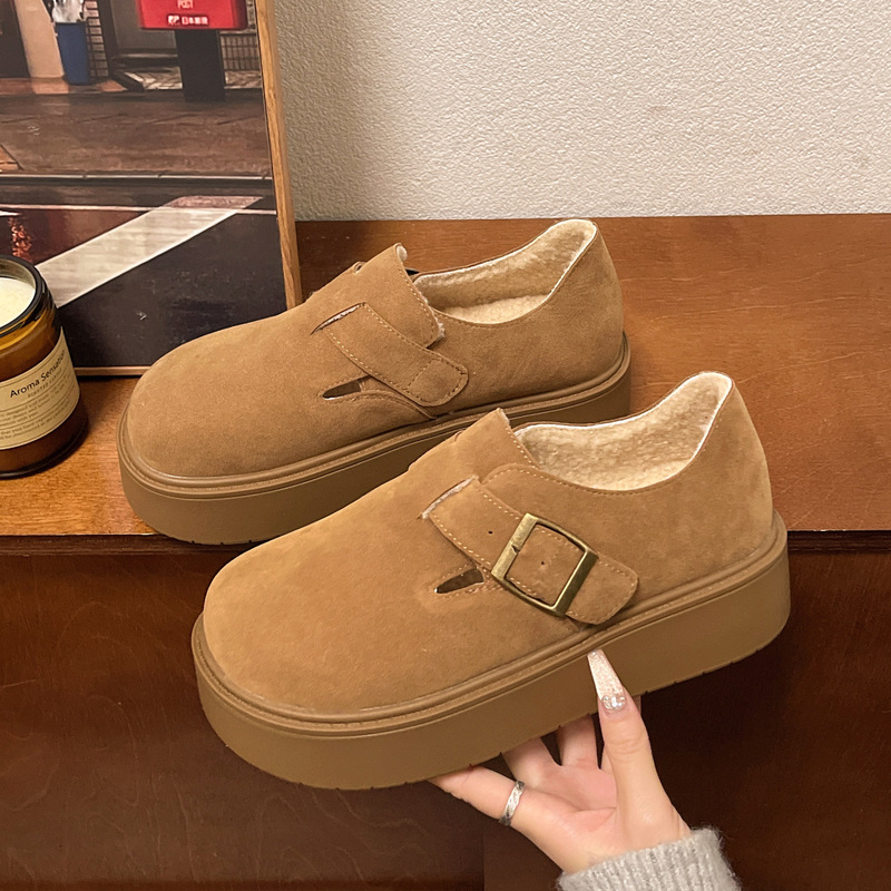 2024 Winter New Style Double Cotton Birkenstock Snow Boots for Women, Fleece-Lined, Thickened, Non-Slip, Slip-On, Casual, Warm Shoes