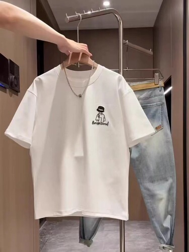 Summer New Trend Cartoon Print Short Sleeve T-Shirt for Men, Fashion Cotton Casual Slim Fit Half-Sleeve Top