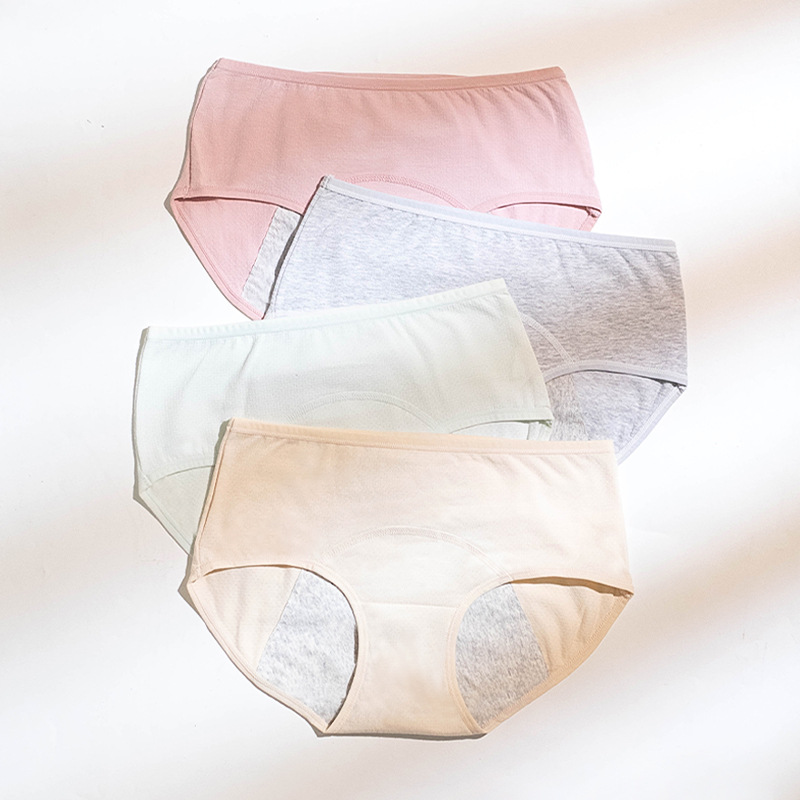 Women's physiological underwear pure cotton antibacterial crotch mid-rise side leak prevention sanitary pants menstrual period big Aunt safety pants physiological pants