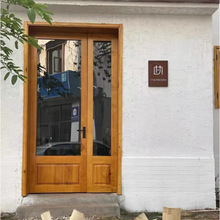花店甜品女装店实木原木入户门民宿玻璃对开门子母门折叠窗