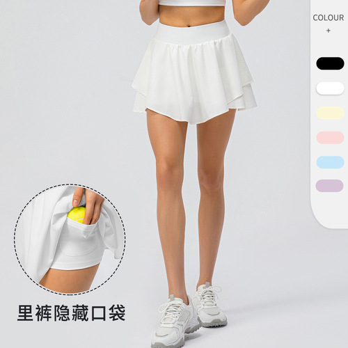 Spring and summer new women's sports short skirt, loose running skirt, fake two-piece anti-exposure fitness skirt pants 22443