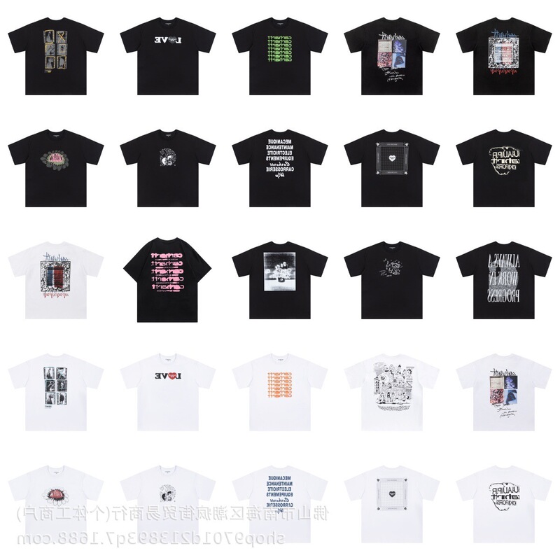 Cross-Border Summer Classic Carhartt Pocket Patch Letter Embroidery Couple Short-Sleeved T-Shirt