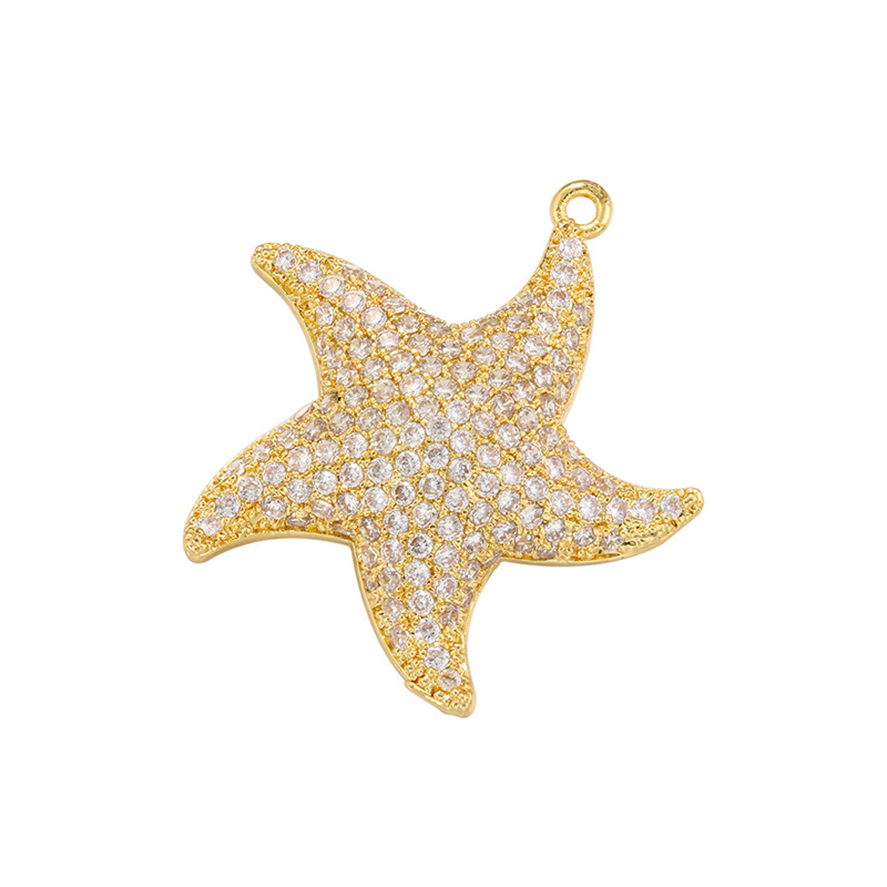 1 Piece Simple Style Starfish Copper Plating Inlay Jewelry Accessories display picture 2