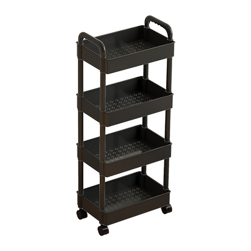 Small Storage Cart for Bedroom & Bathroom: Multi-Tiered Floor Rack for Snacks, Kitchen, and Mobile Baby Supplies Organizer