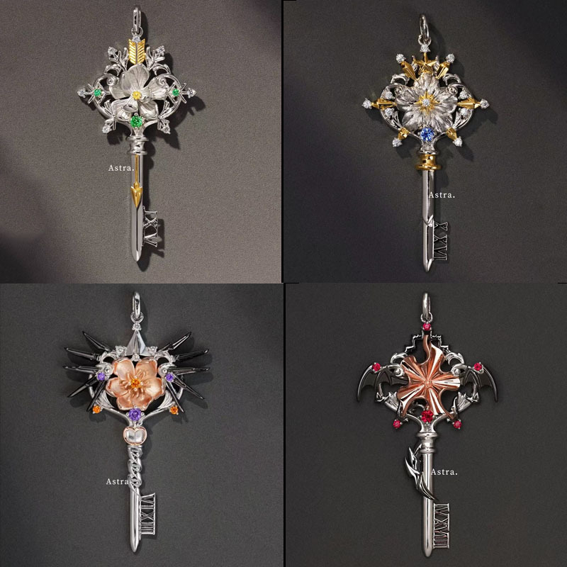 2D Anime-Inspired Key Pendant Necklace, Niche Unique Creative Clavicle Chain 2D Anime-Inspired Key Pendant Necklace, Niche Unique Creative Clavicle Chain