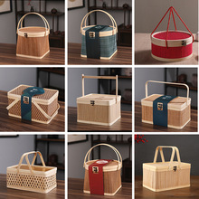 纯手工竹编篮子端午节包装盒粽子礼品盒糕点竹筐手提鸡蛋批发