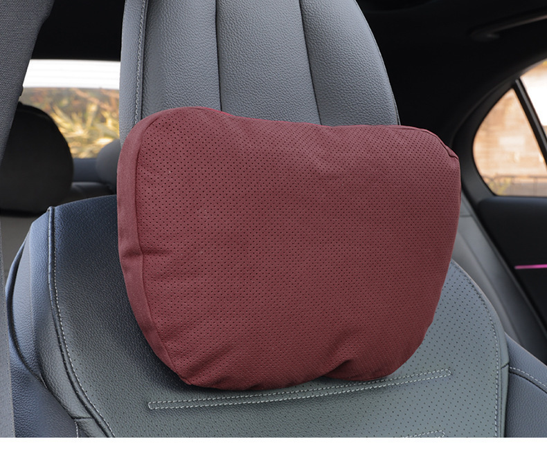 Car Headrest Suitable for Mercedes-Benz Maybach S-Class Neck Pillow Perforated Suede Leather Lumbar Support Car Rear Cushion Breathable