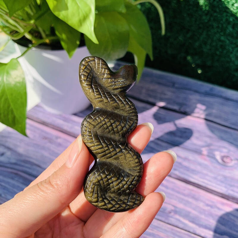 天然水晶金曜石原石雕刻蛇 水晶小摆件挂件  热销 图 7