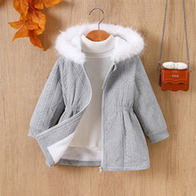 EW外贸童装 中小童新品女童秋冬款连帽加绒长袖保暖外套WT1019