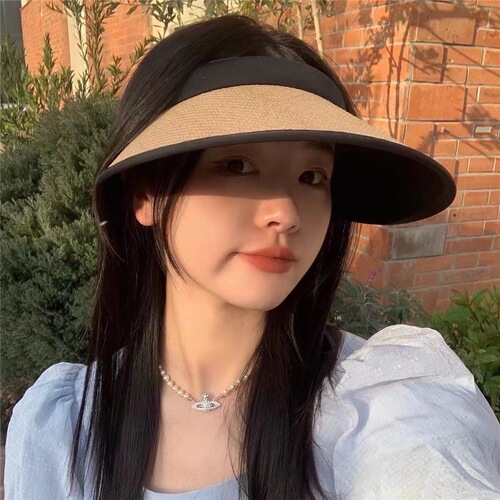 Sun protection hat for women new summer large brim anti-UV sun hat to cover face empty top straw hat