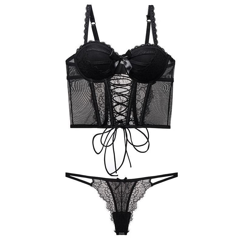 Sexy lingerie de mujer correa de encaje pequeño pecho agrupado fuera de vestir un sujetador puro deseo de cinturón chaleco tipo bracelet hueso de pescado