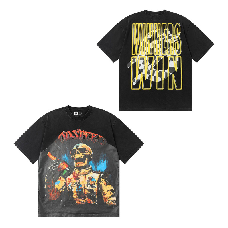 25ss アメリカのトレンディなブランド GOD ロックバンド ヒップホップ レタープリント 半袖 高品質 コットン Tシャツ カップル同スタイル|undefined