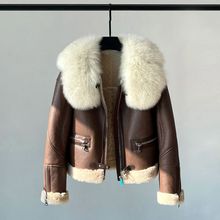 皮毛一体领狐狸毛新款短款外套女真皮真羊羔毛皮草2025冬