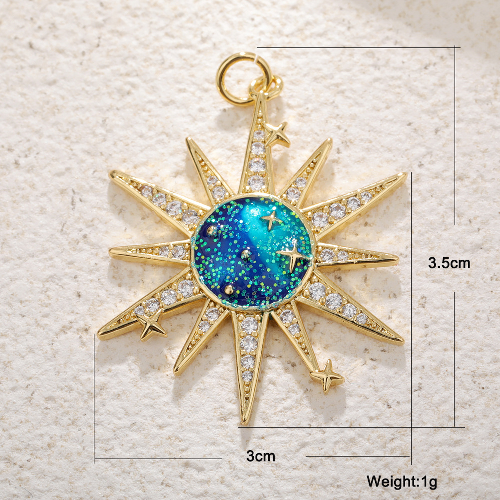Copper Material 1 Piece Copper Zircon Tortoise Animal Sun Pendant DIY Jewelry Accessories Necklace