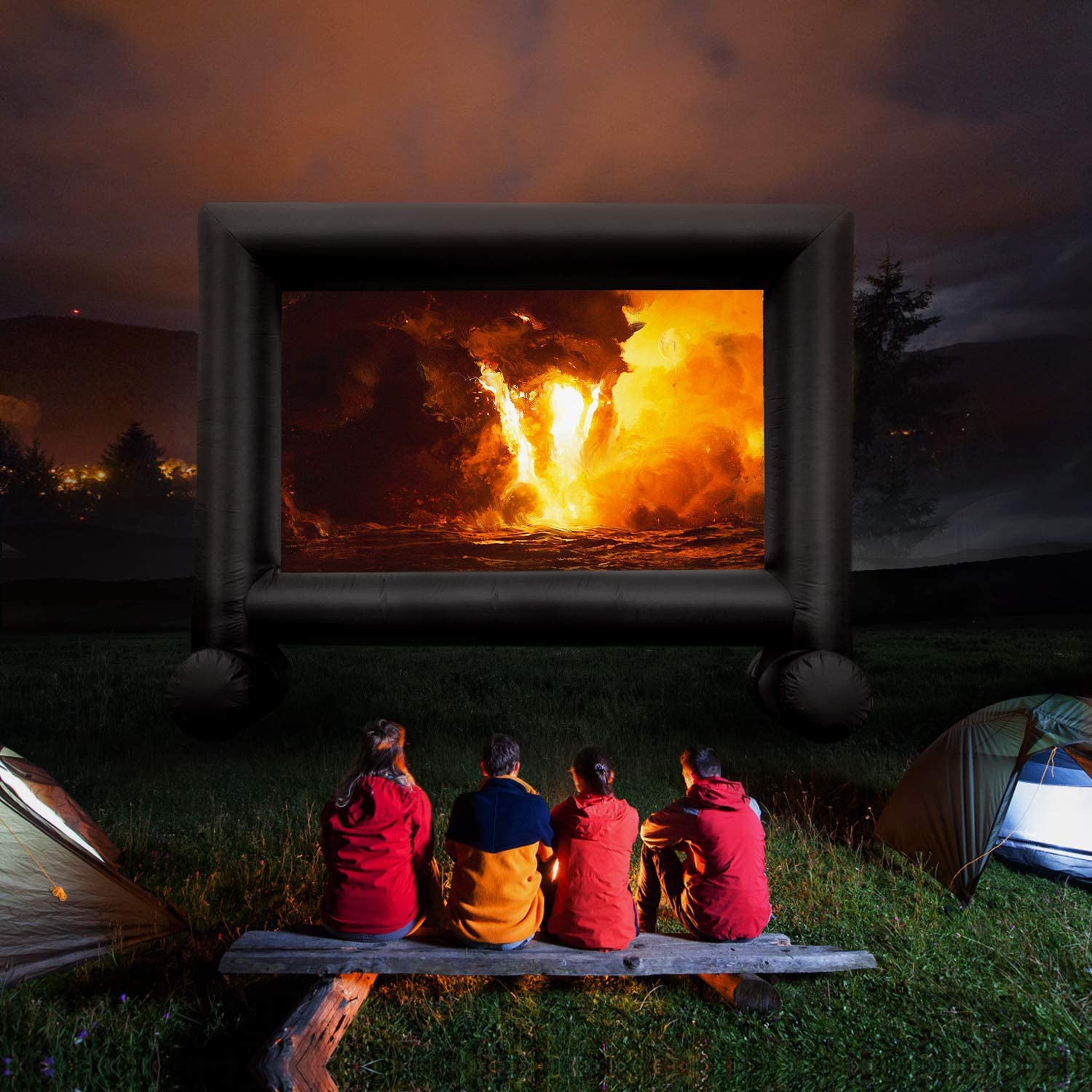 可移动充气投影屏幕广告屏幕户外便携充气电影休闲投影幕布