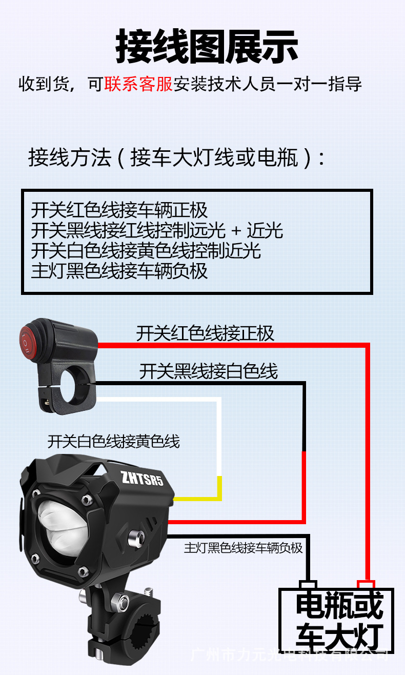Motorcycle Led Spotlight, Car Electric Vehicle Headlight, Waterproof Lens, Strong Light, Versatile External Auxiliary Light Sr5