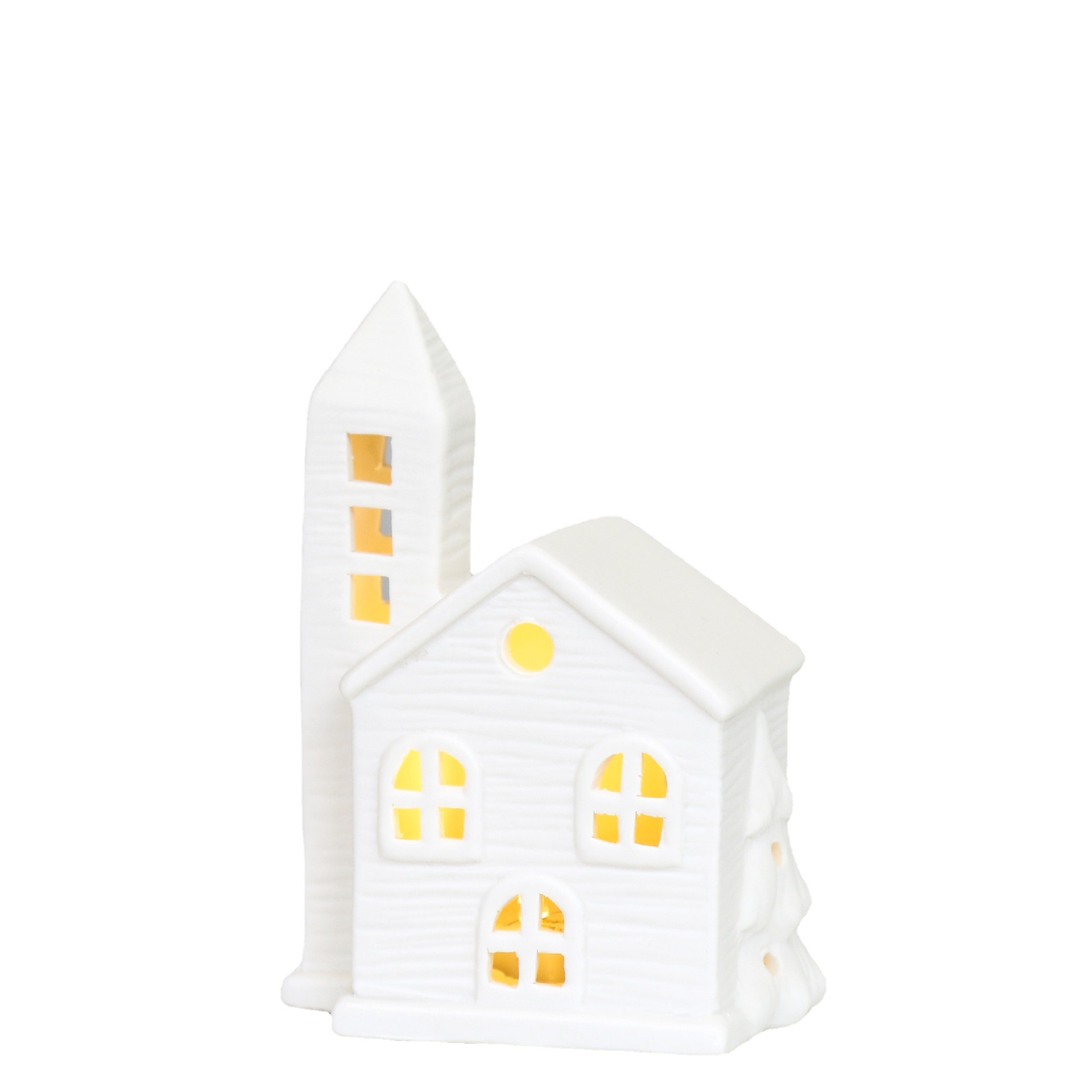 Casa de Navidad de Cerámica Hueca con Luz LED, Decoración de Regalo, Artesanía, Exhibición, Venta Directa de Fábrica, Hecho a Mano