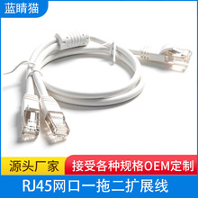 RJ45 一分二网线 CAT5E CAT6 兼容带固定耳母座网口一拖二扩展线