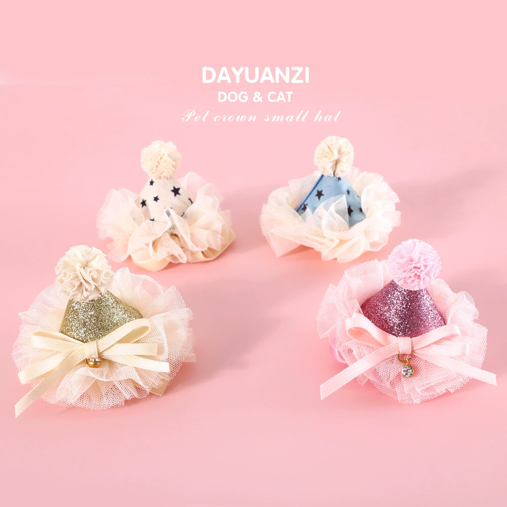 Домашнее животное кошка собака Фея кружевные блестки стерео шляпа на день рождения пятиконечная звезда тиара лук Свадебная принцесса