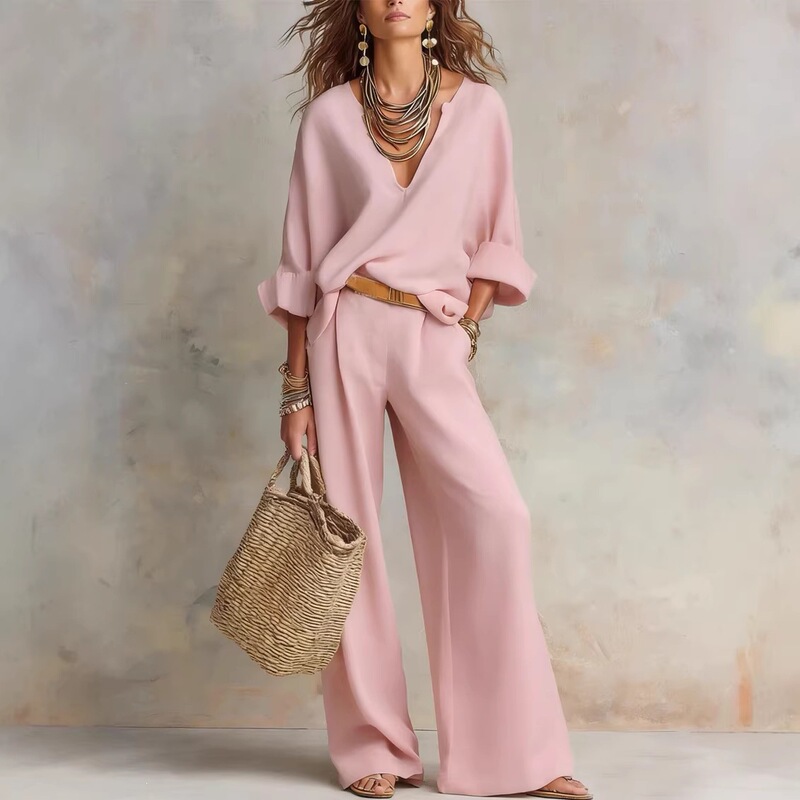 2026 European and American Aliexpress Independent Site Cross-Border Fashion Casual Natural Linen Loose Vacation Set for Spring, Autumn, and Summer 2026 European and American Aliexpress Independent Site Cross-Border Fashion Casual Natural Linen Loose Vacation Set for Spring, Autumn, and Summer