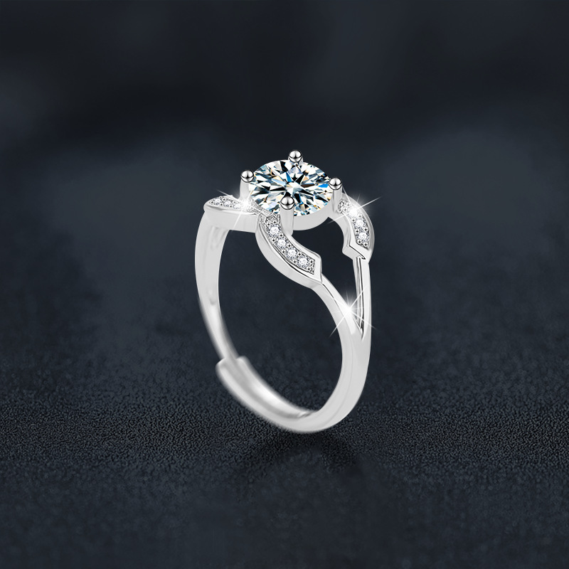 S MOISSANITE 더블 C 링 여성용 라이트 럭셔리 하이 엔드 다이아몬드 링 조절 링 제조 업체 직접 판매 쥬얼리