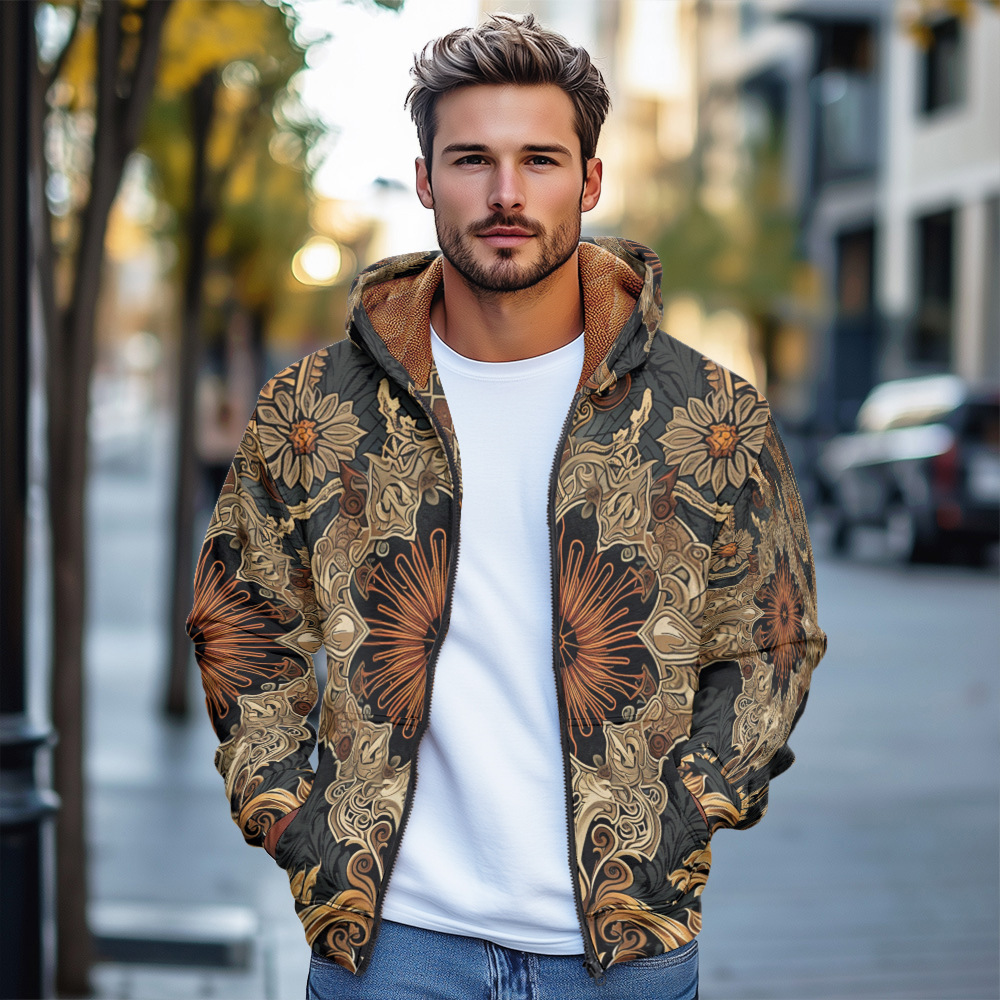 Cardigan con cappuccio da uomo con zip per inverno_voghion.com