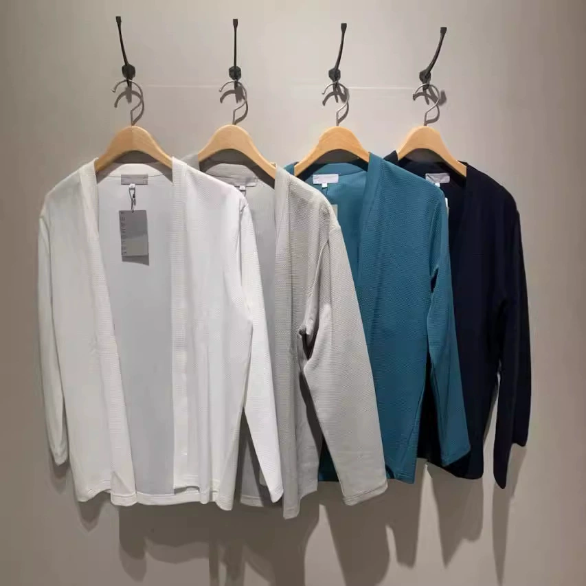 Японский одиночный иностранный торговый оригинальный заказ мужской кардиган Молодежный модный однотонный вязаный полосатый Повседневный приталенный мужской тонкий жакет с длинными рукавами