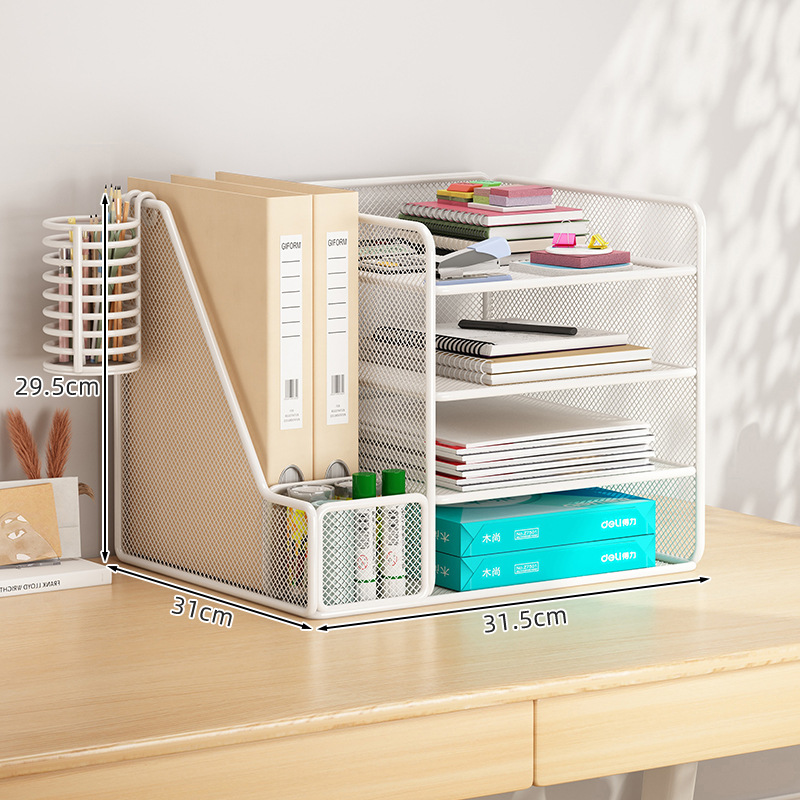 파와 흰색 4겹 - 왼쪽에 세로로 - 펜홀더 포함